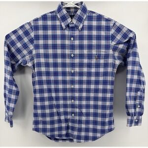 Polo Ralph Lauren Men's Button Down Blue Checkered Dress Shirt Size M Slim Fit